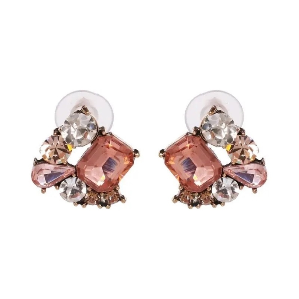 *GIUSTINA* Gold x Pink Fashion Rhinestone Earrings